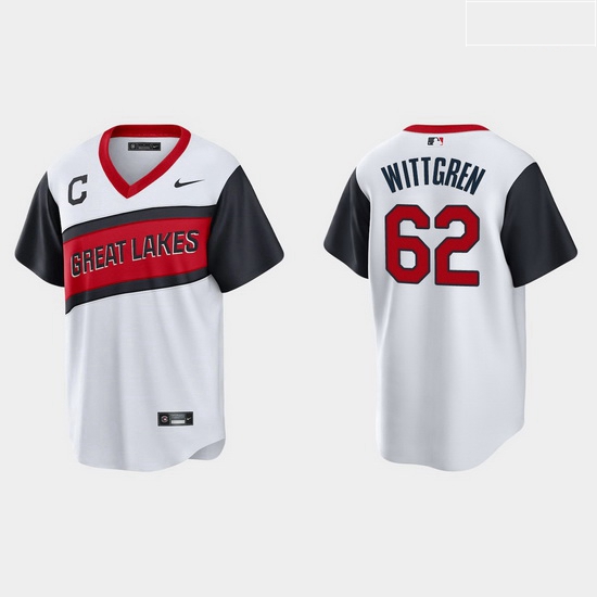 Men Cleveland Indians 62 Nick Wittgren Men Nike White 2021 Little League Class Game MLB Jersey