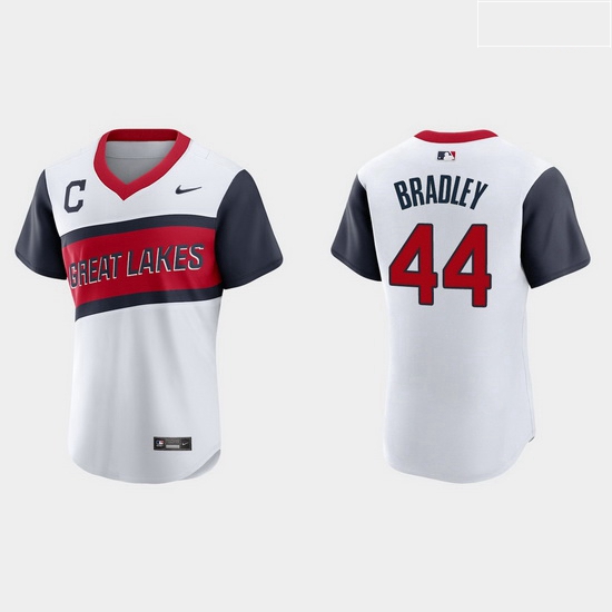 Men Cleveland Indians 44 Bobby Bradley Men Nike White 2021 Little League Classic Authentic MLB Jerse