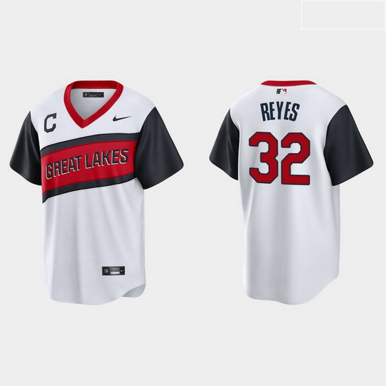 Men Cleveland Indians 32 Franmil Reyes Men Nike White 2021 Little League Class Game MLB Jersey