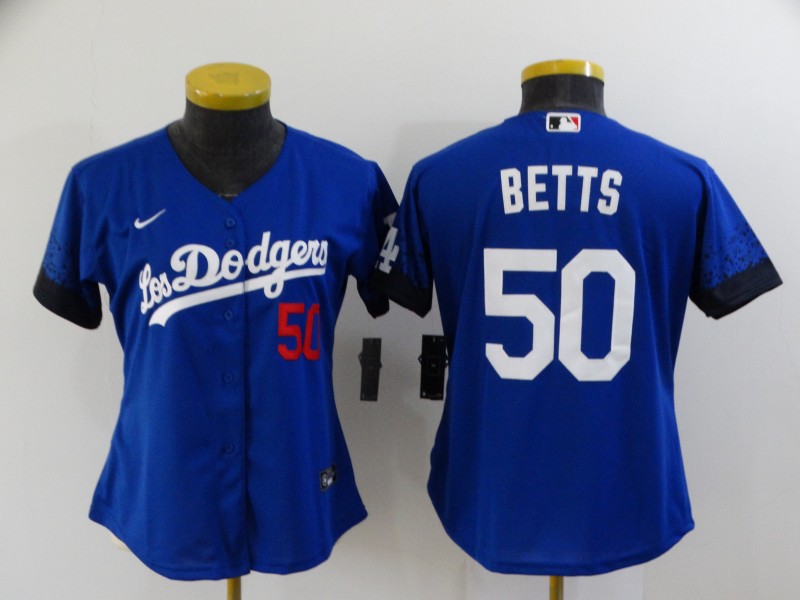 Women Nike Los Angeles Dodgers #50 Mookie Betts Blue Elite City Player Jersey