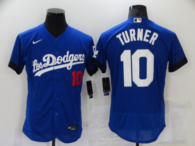 Men's Nike Los Angeles Dodgers #10 Justin Turner Blue Elite City Player Jersey