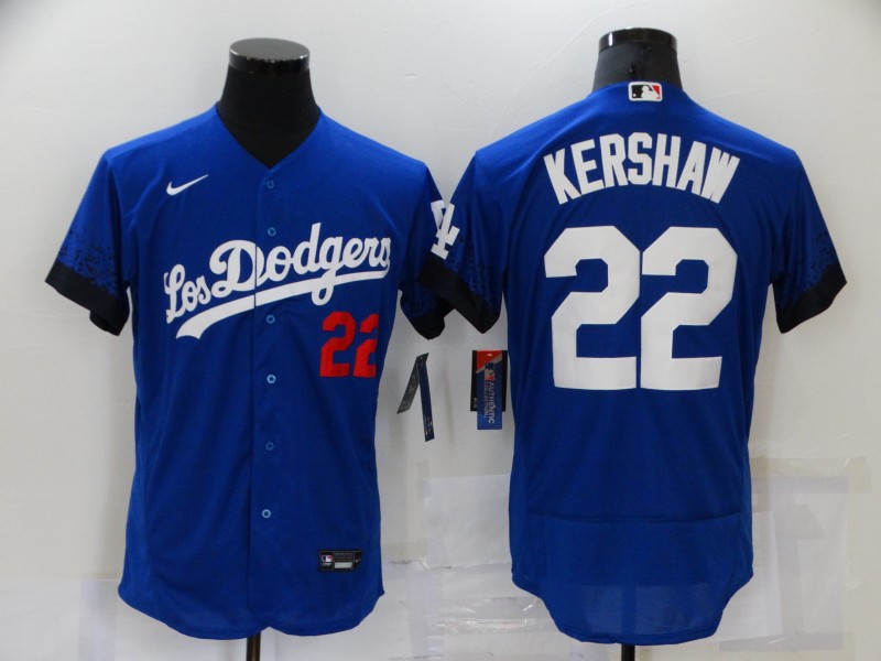 Men's Nike Los Angeles Dodgers #22 Clayton Kershaw Blue Elite City Player Jersey