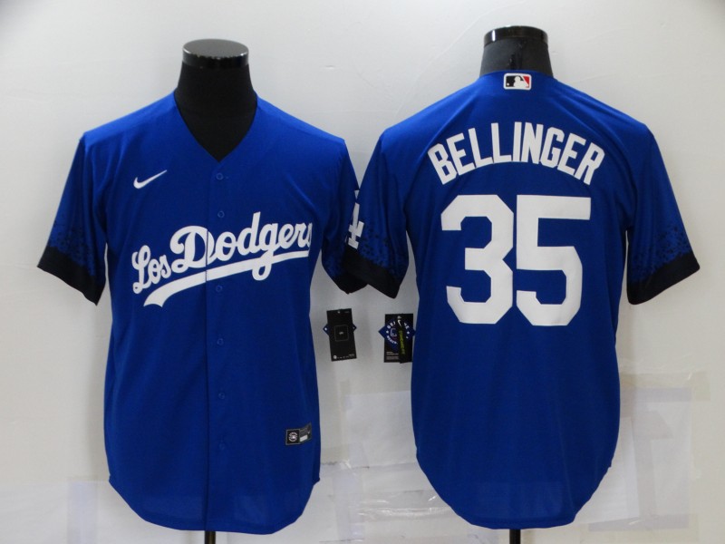 Men's Nike Los Angeles Dodgers #35 Cody Bellinger Blue Cool Base Player Jersey