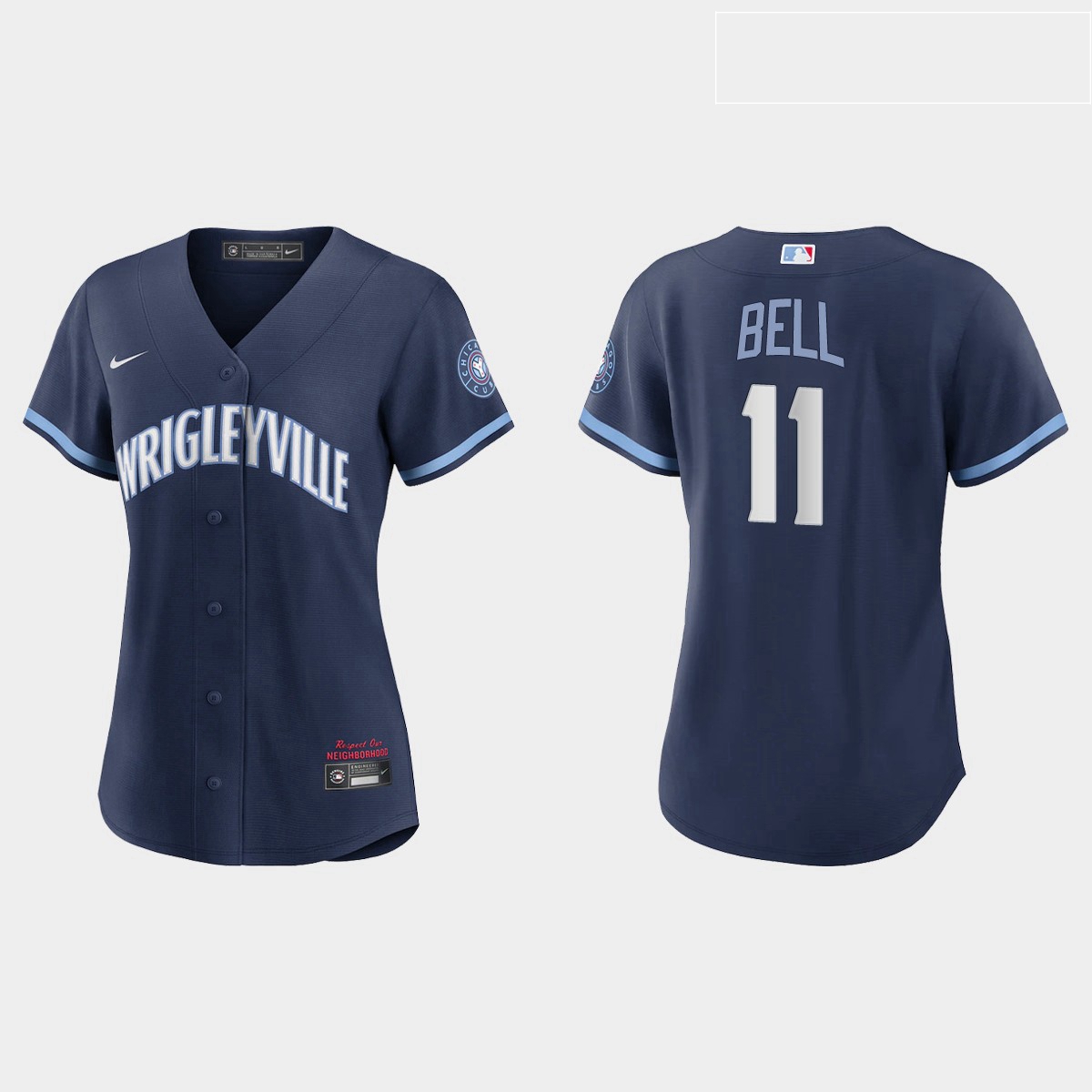 Chicago Cubs 11 George Bell Women Nike 2021 City Connect Navy MLB Jersey