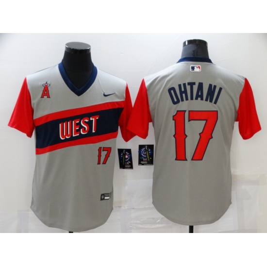 Men's Los Angeles Angels #17 Shohei Ohtani Gray Throwback Baseball Jersey