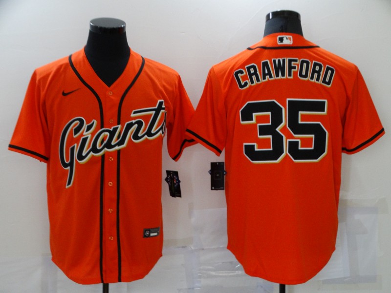 Men San Francisco Giants 35 Brandon Crawford Orange Stitched MLB Cool Base Nike Jersey