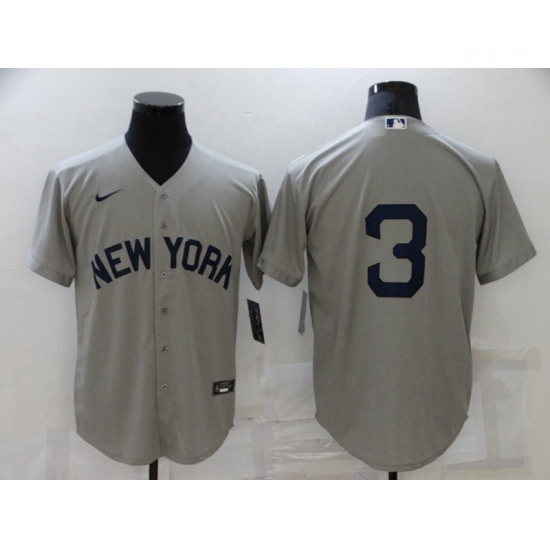 Men's Nike New York Yankees #3 Babe Ruth Authentic Gray Game Jersey