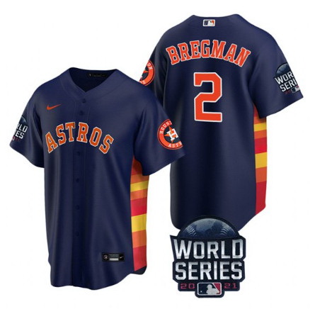 Men Houston Astros 2 Alex Bregman 2021 Navy World Series Cool Base Stitched Baseball Jersey