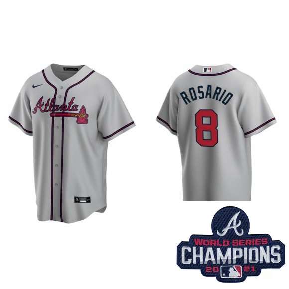 Men Nike Atlanta Braves 8 Eddie Rosario Gray Alternate Stitched Baseball Stitched MLB 2021 Champions