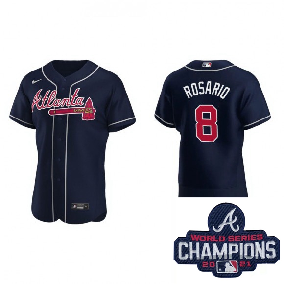 Men Nike Atlanta Braves 8 Eddie Rosario Navy Blue Alternate Stitched Baseball Stitched MLB 2021 Cham