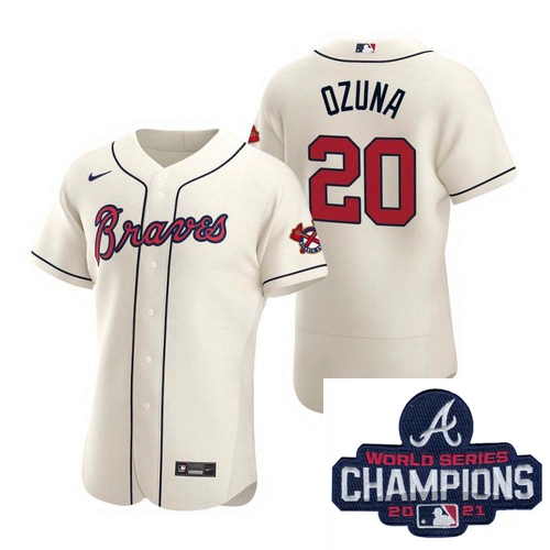 Men Nike Atlanta Braves 20 Marcell Ozuna Ice Cream Alternate Stitched Baseball Stitched MLB 2021 Cha