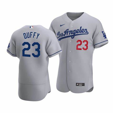 Men Los Angeles Dodgers Danny Duffy 23 Grey Flex Base Stitched MLB Jersey