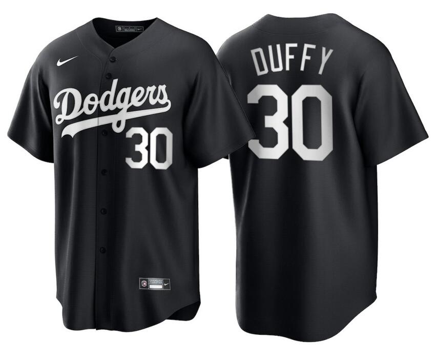 Men Los Angeles Dodgers Danny Duffy 30 Black Flex Base Stitched MLB Jersey