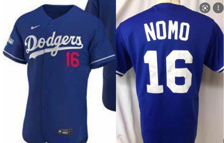 Men Los Angeles Nomo #16 Blue Flex base Jersey