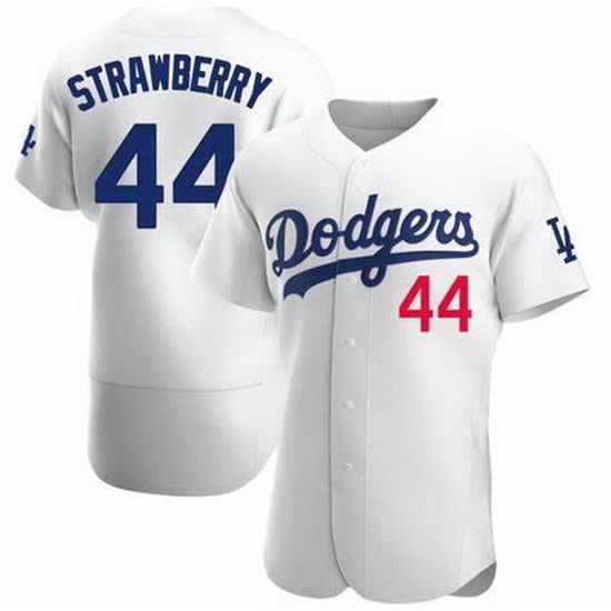 Men Nike Los Angeles Dodgers Darryl Strawberry #44 White Flex Base Stitched MLB Jersey