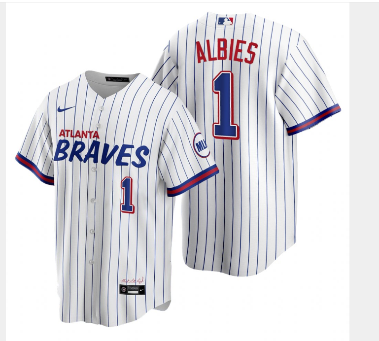 Men's Nike Atlanta Braves #1 Ozzie Albies White City Player Jersey