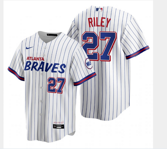 Men's Nike Atlanta Braves #27 Austin Riley White City Player Jersey