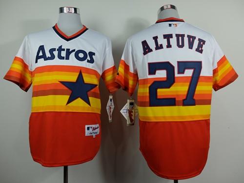 Houston Astros 27 Jose Altuve White Orange 1980 Turn Back The Clock Stitched MLB Jersey