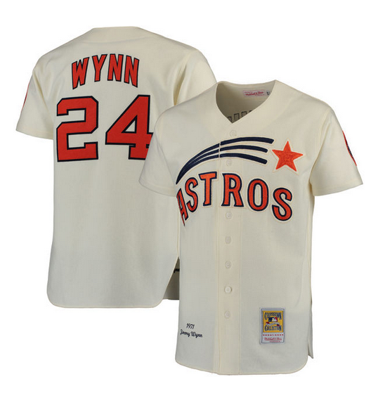 Men Houston Astros 24 Jimmy Wynn Cream Stitched Jersey