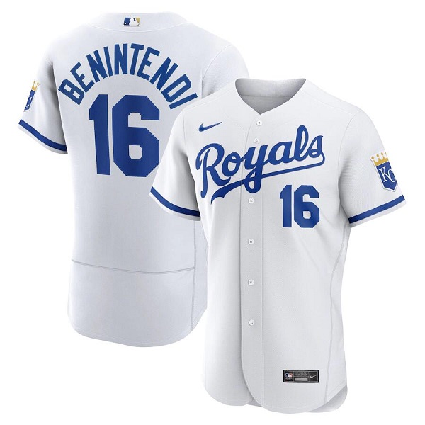 Men Kansas City Royals 16 Andrew Benintendi White Flex Base Stitched Jersey