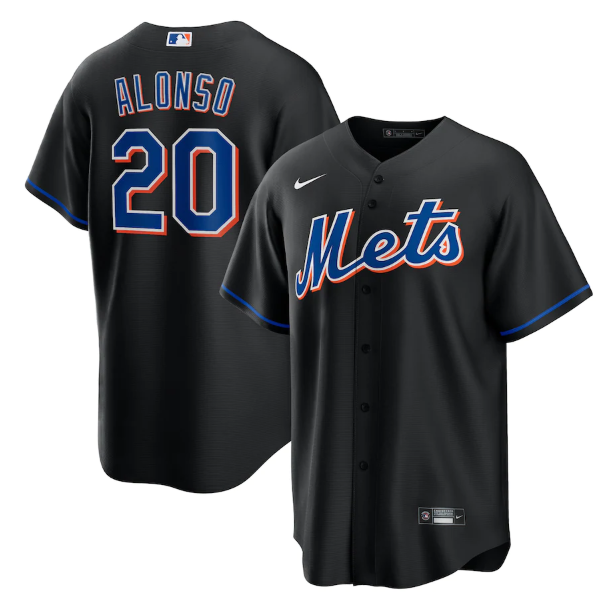 Men New York Mets 20 Pete Alonso 2022 Black Cool Base Stitched Baseball Jersey