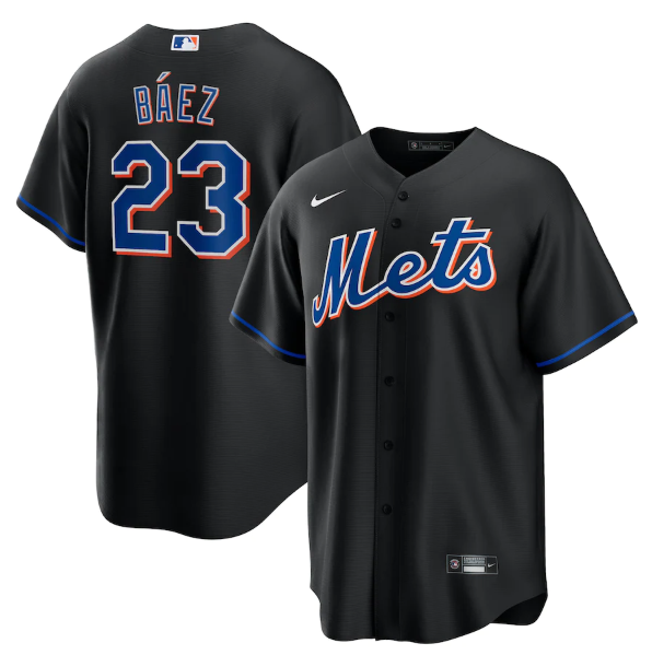 Men New York Mets 23 Javier B E1ez 2022 Black Cool Base Stitched Baseball Jersey