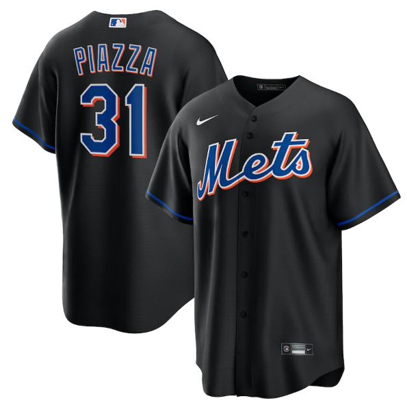 Men New York Mets 31 Mike Piazza 2022 Black Cool Base Stitched Baseball Jersey