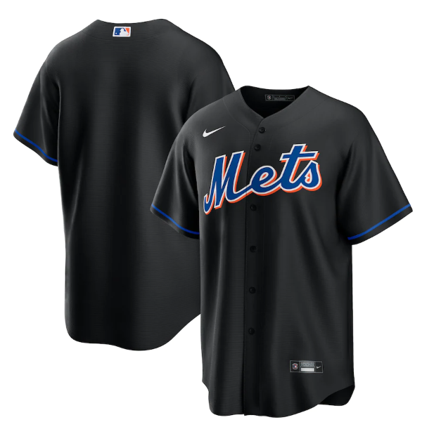 Men New York Mets Blank 2022 Black Cool Base Stitched Baseball Jersey