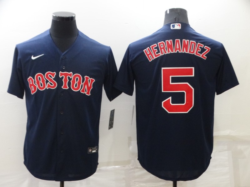 Men Men Boston Red Sox 5 Enrique Hernandez Navy Cool Base Jersey