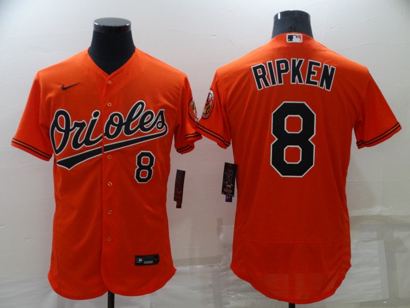 Men Nike Baltimore Orioles 8 Cal Ripken Jr Orange Flex Base Player MLB Jersey