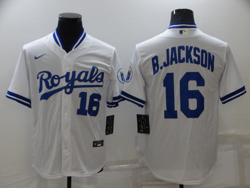 Men Nike Kansas City Royals #16 B.JACKSON White Stitched MLB Jersey