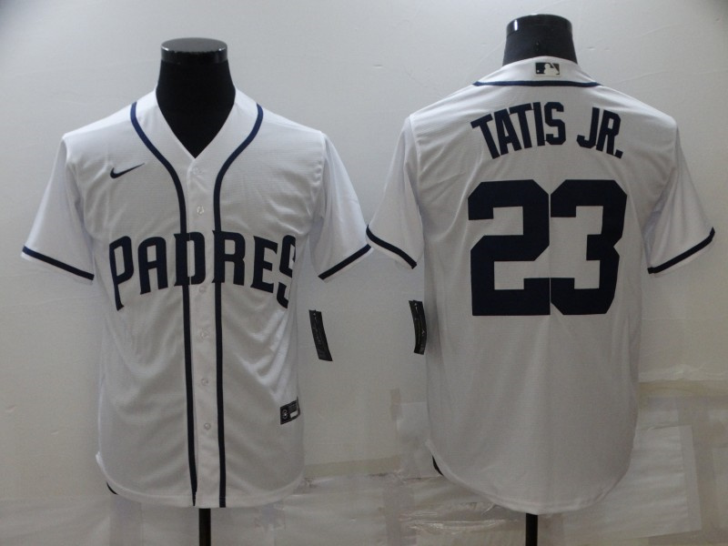 Men San Diego Padres 23 Fernando Tatis Jr  White Cool Base Stitched Jersey