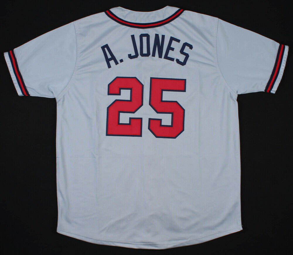 Men Nike Atlanta Braves 25 Andruw Jones White Cool Base Stitched Jersey