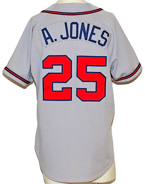 Men Nike Atlanta Braves 25 Andruw Jones White Gray Base Stitched Jersey