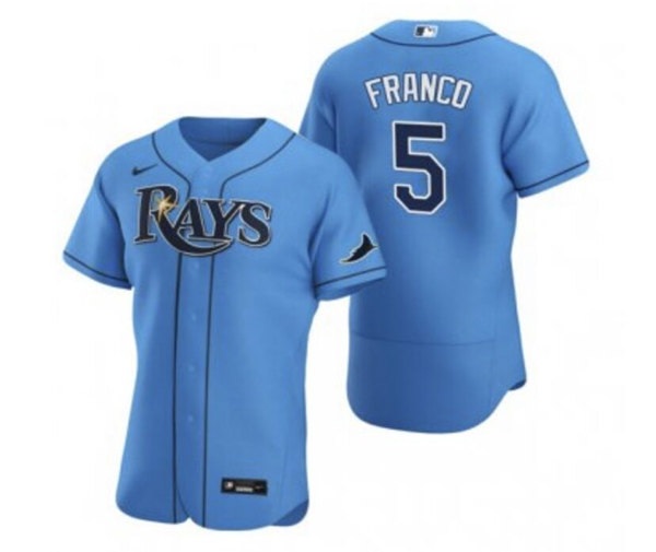 Men Tampa Bay Rays 5 Wander Franco Blue Flex Base Stitched Jersey