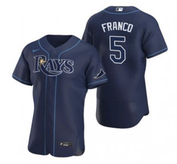 Men Tampa Bay Rays 5 Wander Franco Navy Flex Base Stitched Jersey