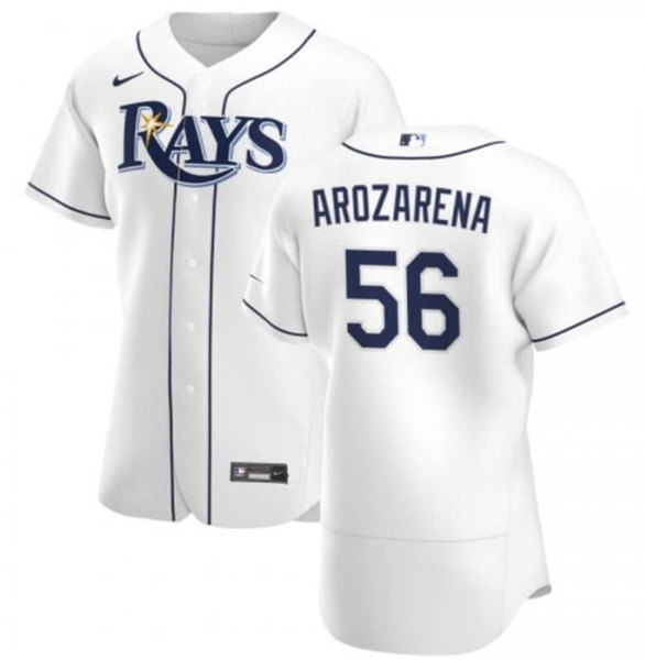 Men Tampa Bay Rays 56 Randy Arozarena White Flex Base Stitched Jersey