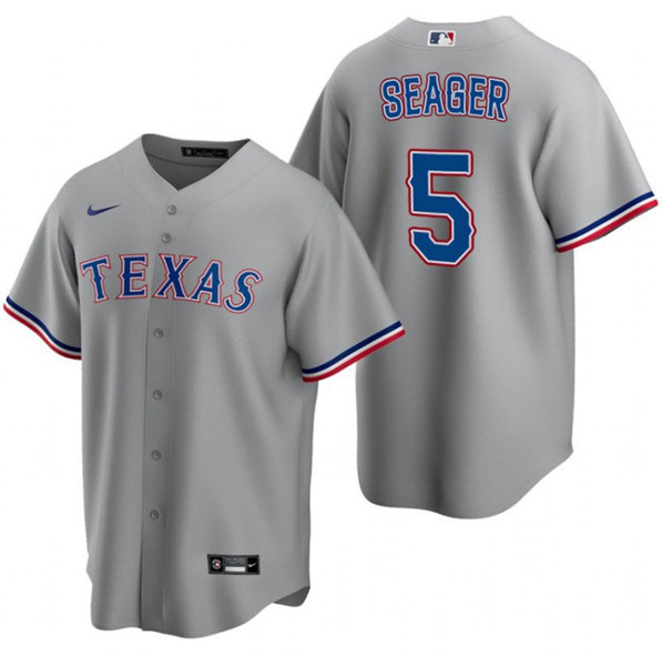 Men Texas Rangers 5 Corey Seager Grey Cool Base Stitched Baseball Jersey