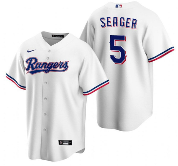 Men Texas Rangers 5 Corey Seager White Cool Base Stitched Baseball Jersey