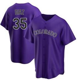 Men Nike Colorado Rockies 35 Elias Diaz Purple Cool Base MLB Jersey