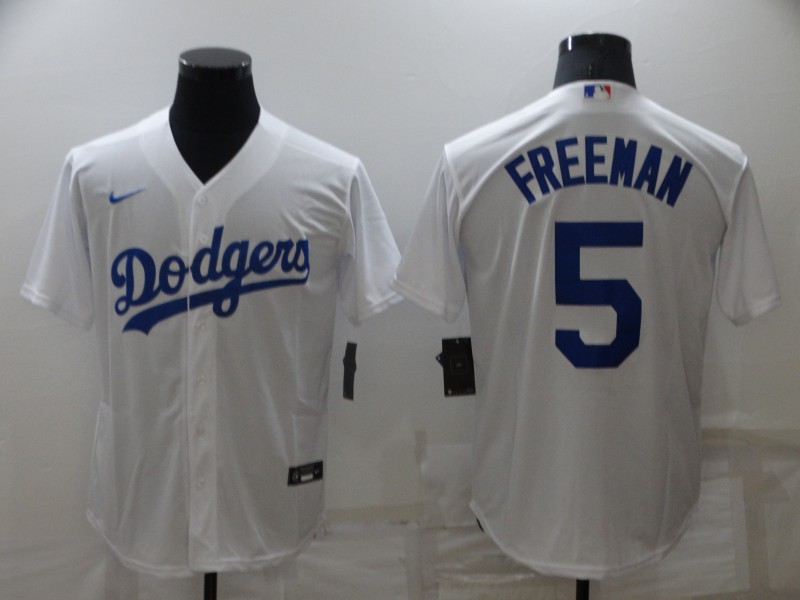 Men's Los Angeles Dodgers #5 Freddie Freeman White Cool Base Stitched Baseball Jersey