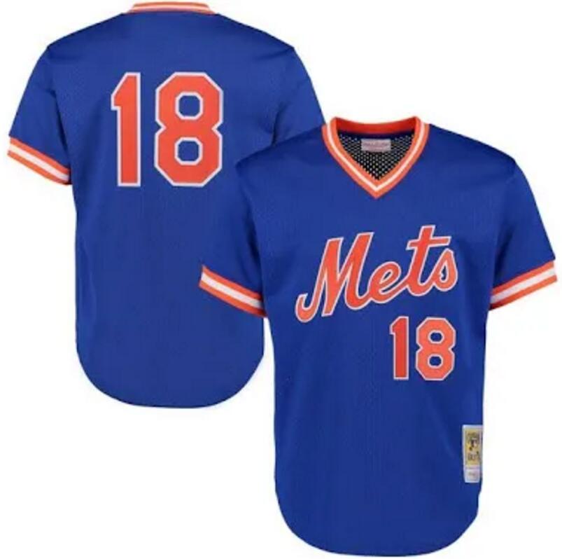 New York Mets #18 Darryl Strawberry Royal Cooperstown Mesh Batting Practice Jersey