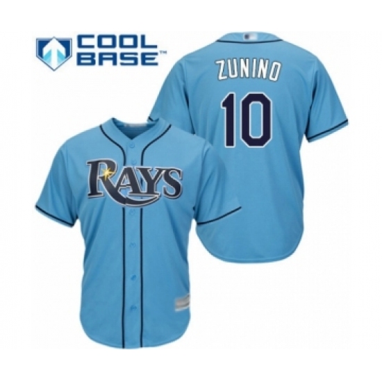 Youth Tampa Bay Rays #10 Mike Zunino Authentic Light Blue Alternate 2 Cool Base Baseball Player Jers