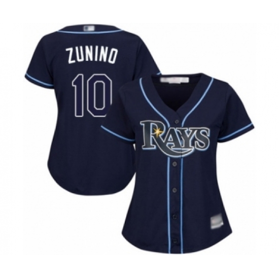 Women's Tampa Bay Rays #10 Mike Zunino Authentic Navy Blue Alternate Cool Base Baseball Player Jerse