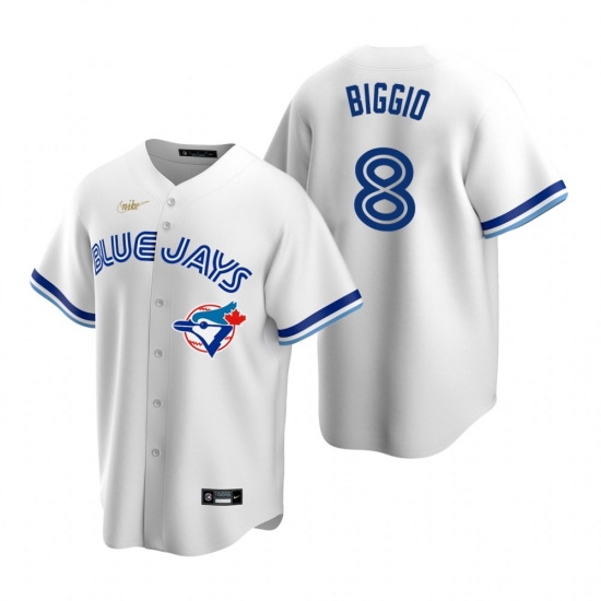 Men's Nike Toronto Blue Jays #8 Cavan Biggio White Cooperstown Collection Home Stitched Baseball Jer