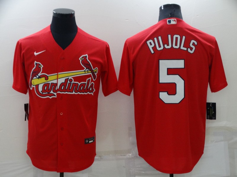 Men's St Louis Cardinals #5 Albert Pujols Red Stitched MLB Cool Base Nike Jersey