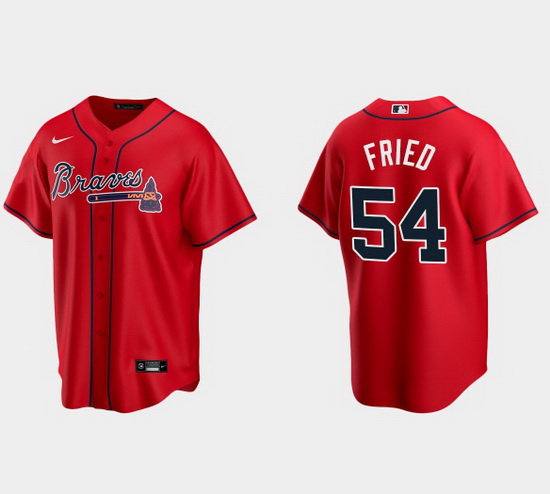 Men Atlanta Braves 54 Max Fried Red Cool Base Stitched Baseball jersey