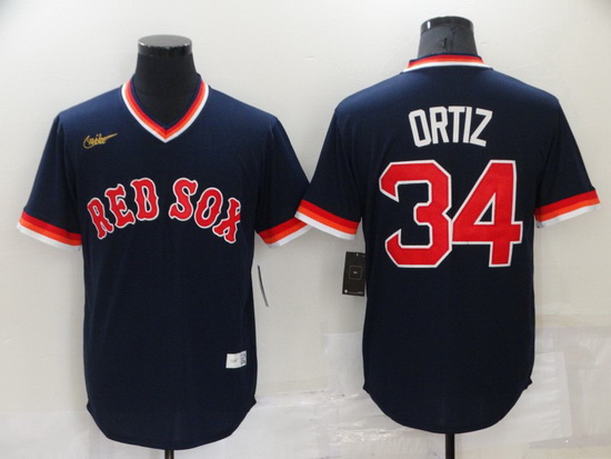 Men Boston Red Sox 34 David Ortiz Navy Stitched Baseball jersey