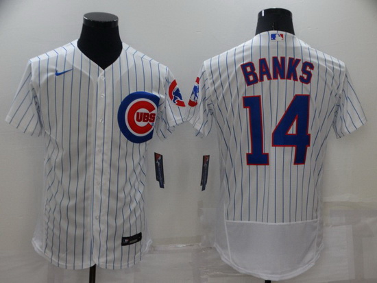 Men Chicago Cubs 14 Ernie Banks White Flex Base Stitched jersey