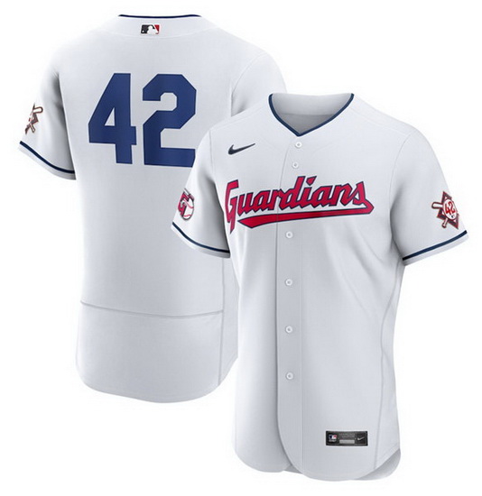 Men Cleveland Guardians 42 Jackie Robinson White Flex Base Stitched jersey